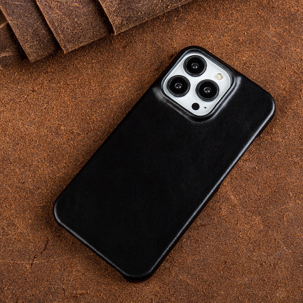 Premium Full-Grain Leather iPhone Case with MagSafe – Shock-Absorbent Protection for iPhone 11-17 Models