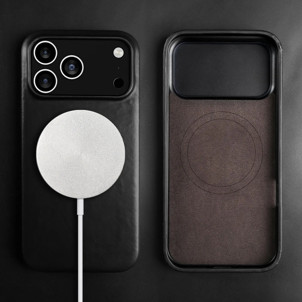 Premium Full-Grain Leather iPhone Case with MagSafe – Shock-Absorbent Protection for iPhone 11-17 Models
