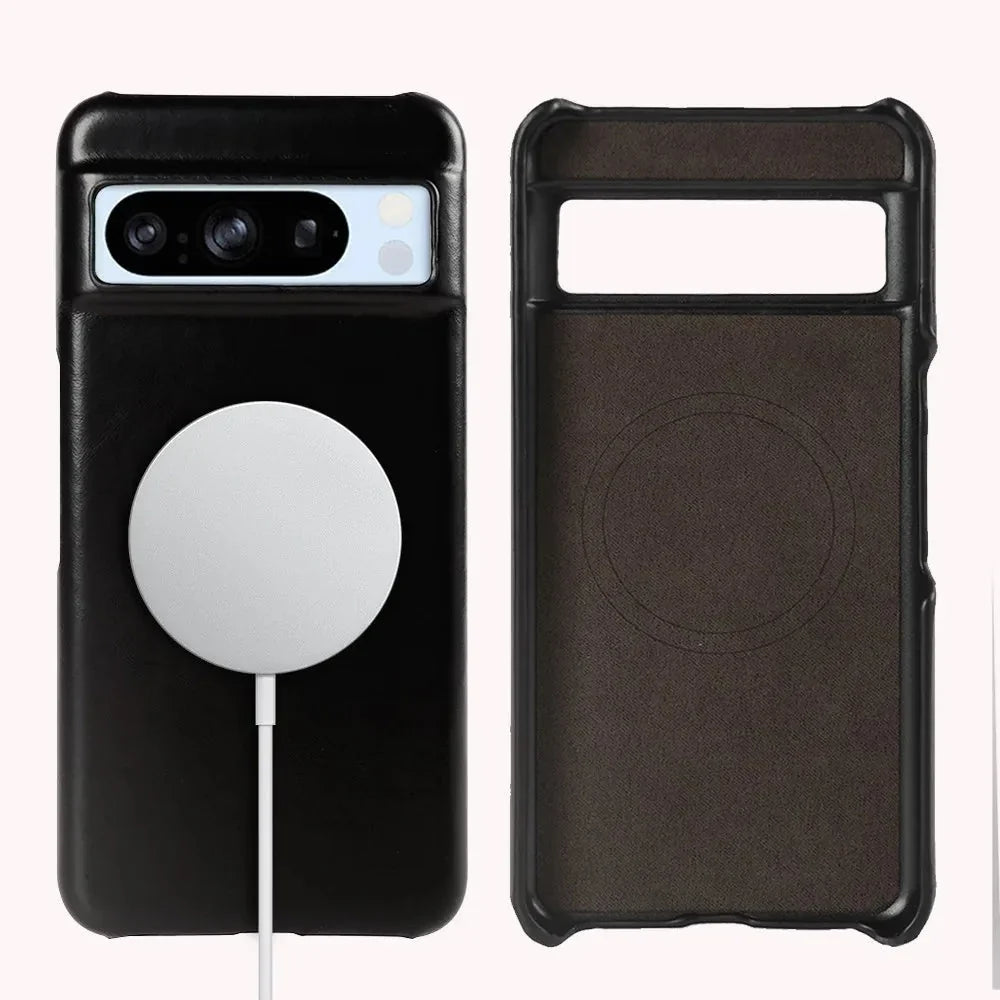 Protective Leather Phone Case for Google Pixel 11, 10, 9, 8 & 7 Series – Waxed Full-Grain Construction with Anti-Fingerprint Coating