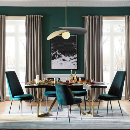 Glass & Metal Overhead Fixture 22 Inches Wide Adjustable Drop Height for Kitchen Island Dining Table Breakfast Nook Entryway Modern Mid-Cent