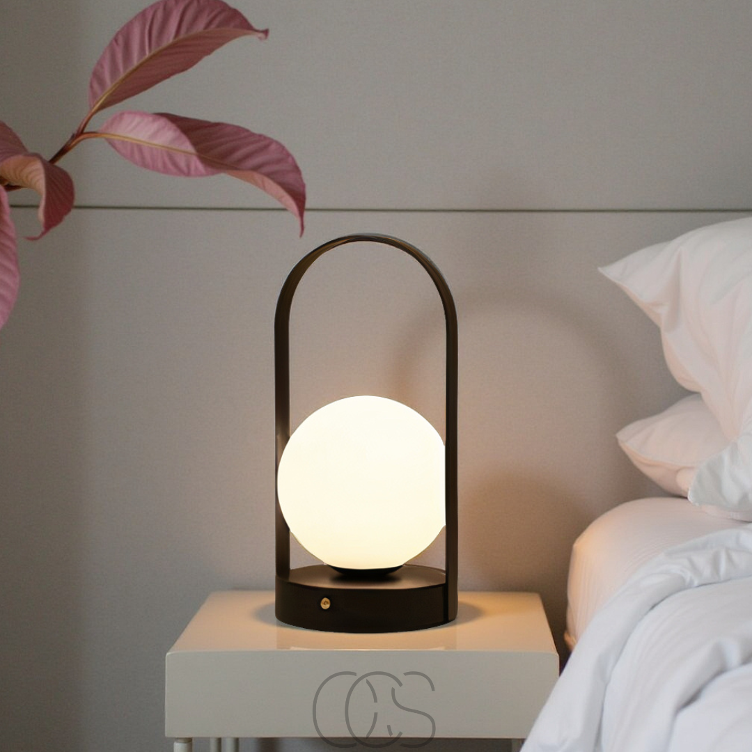 Cordless LED Sphere Table Lamp – Touch Dimming, Rechargeable USB Night Light for Bedroom Living Room Patio – Portable Indoor Outdoor