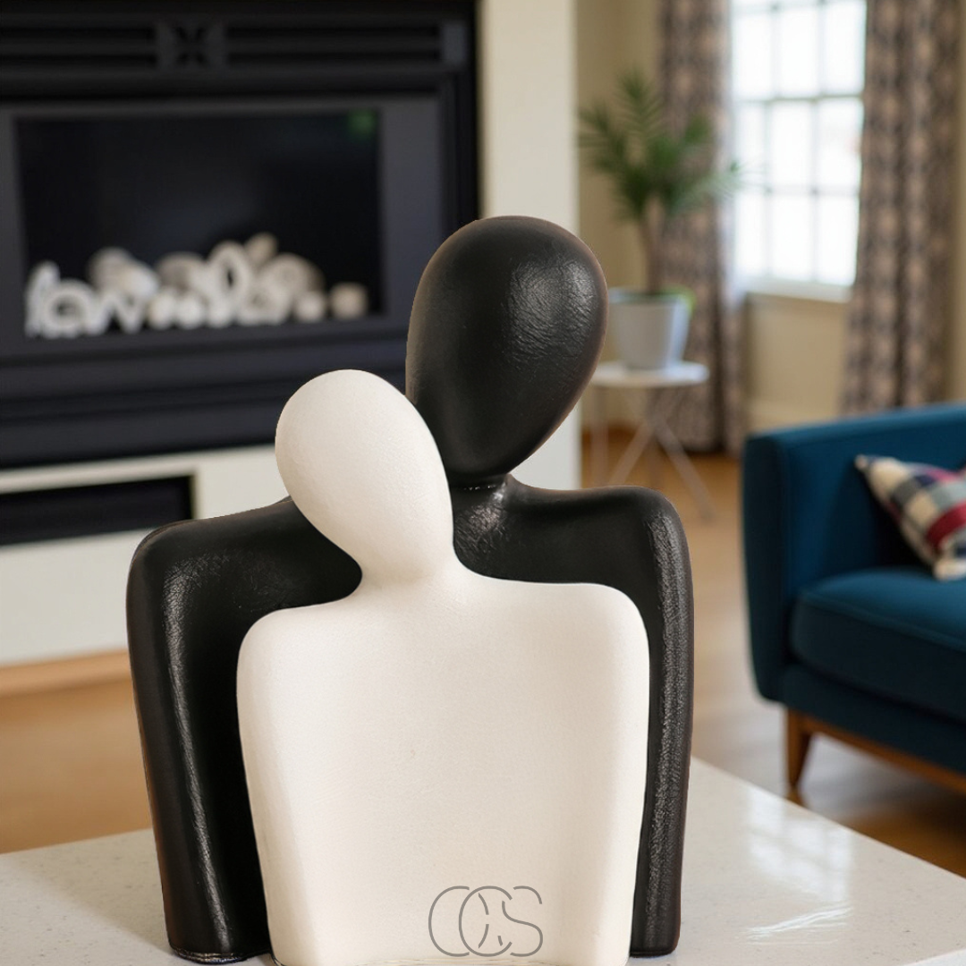 Embracing Couple Figurine – Ceramic Love Sculpture for Home Decor & Anniversary Gifts – Modern Minimalist Art Statue for Bedroom, Living
