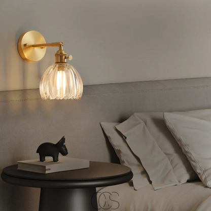 Vintage Tulip Glass Wall Sconce with Flower Shade – Classic Accent Light for Bedroom, Living Room, Hallway – E27 Socket