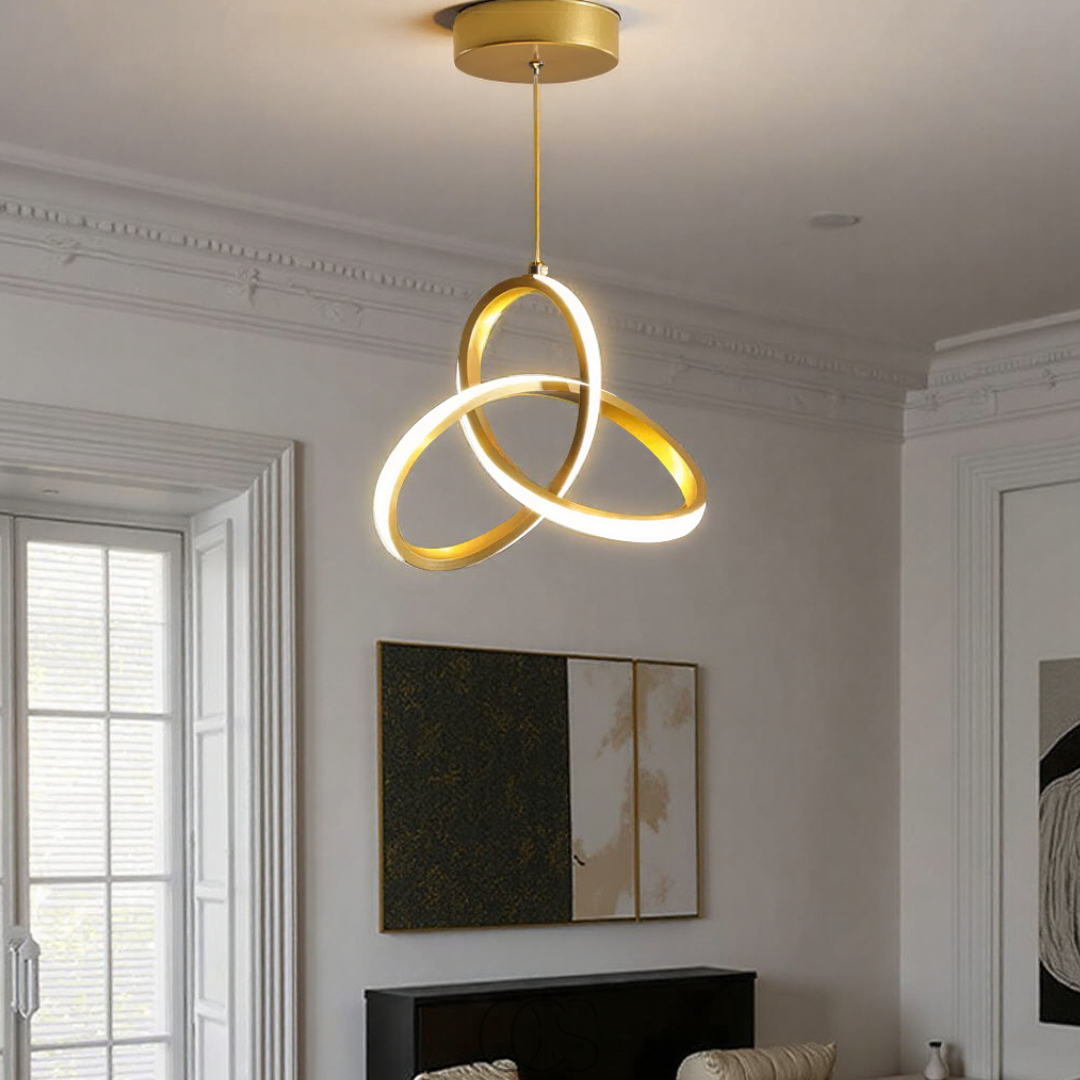 Geometric LED Pendant Light | Adjustable Color Temperature | Modern Aluminum & Acrylic Ceiling Fixture for Dining Room, Kitchen & Living