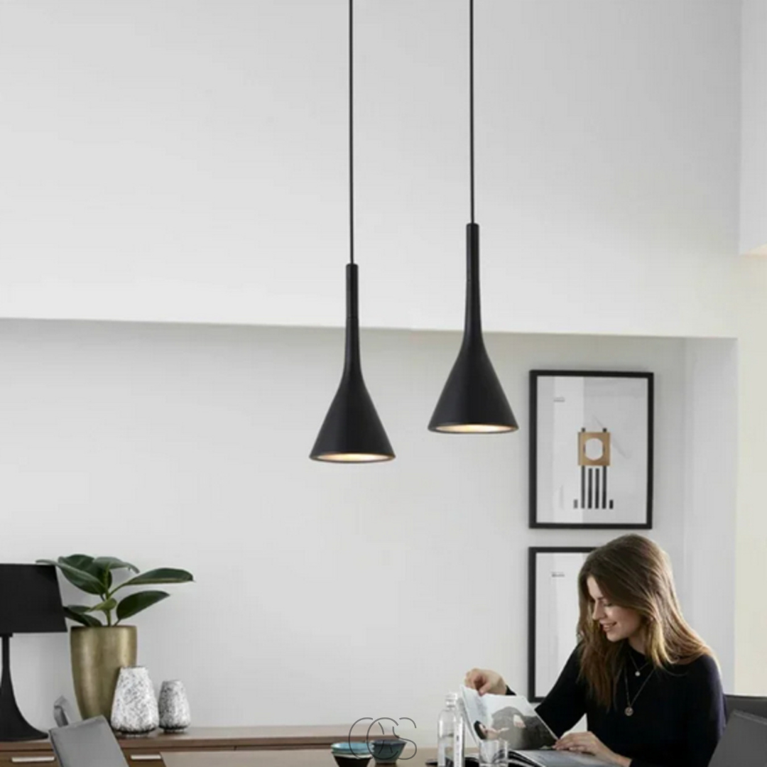 Nordic Hanging Pendant Light with Adjustable Cord, E27 Socket, Iron & Aluminum Construction for Living Room, Bedroom, Hallway