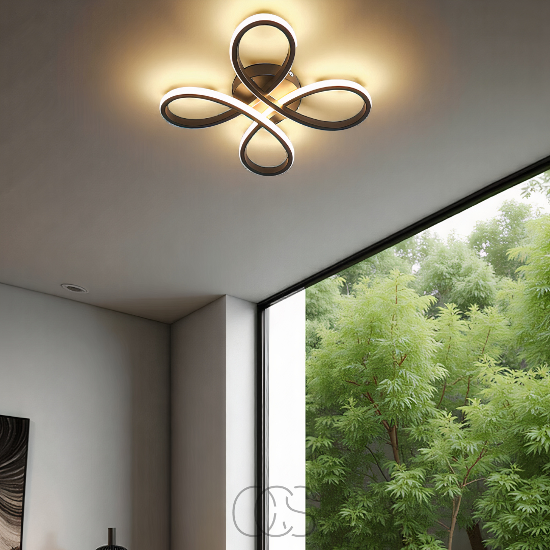 Dimmable LED Clover Ceiling Light - Adjustable Color Temperature & Brightness for Living Room, Bedroom, Hallway