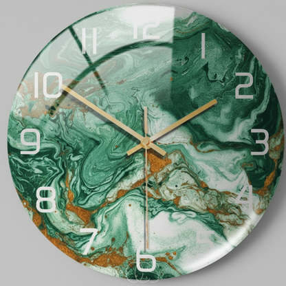 Marble Effect Silent Wall Clock 12 Inch Non-Ticking Decorative Modern Acrylic Round Clock for Living Room Bedroom Home Office