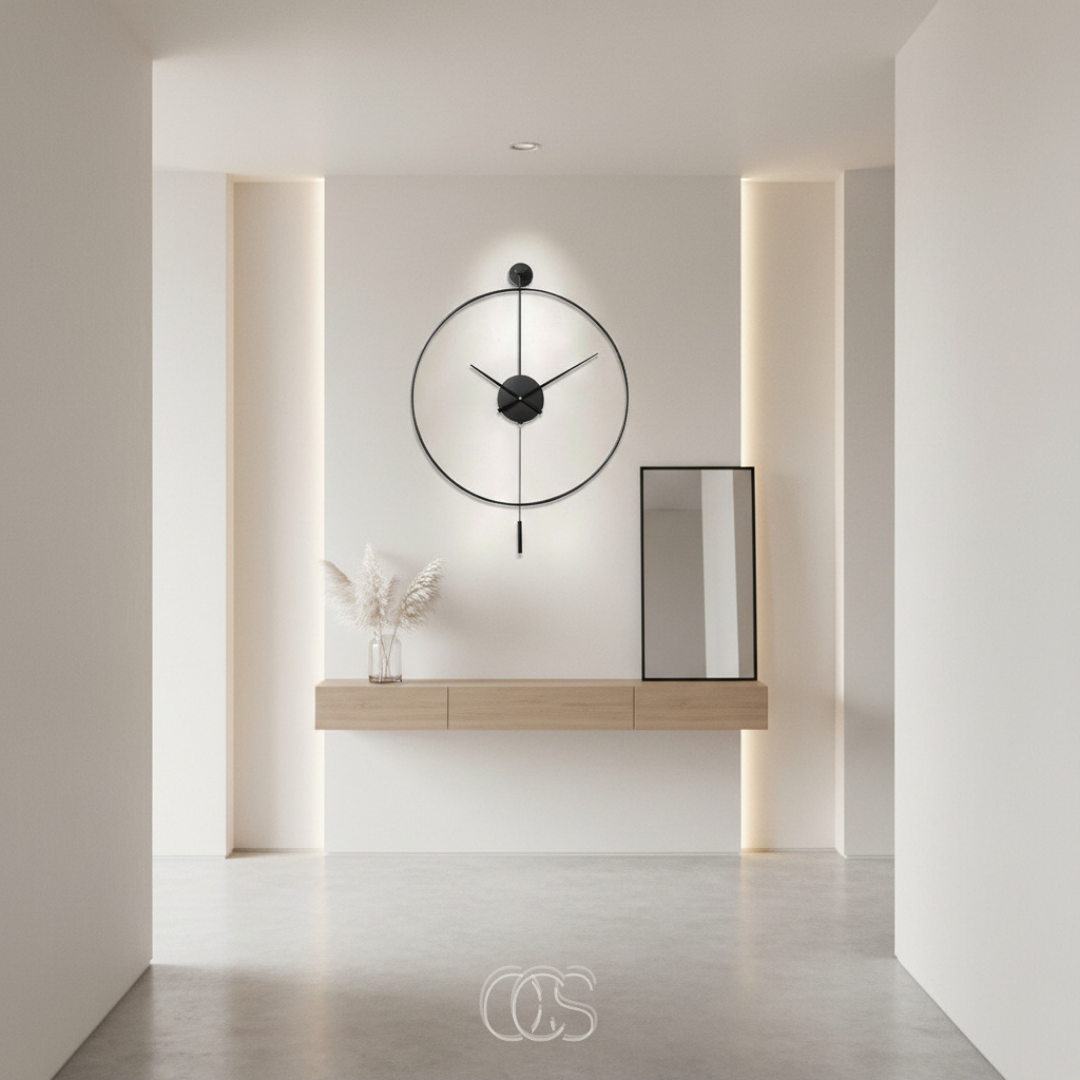 Large 20-Inch Pendulum Clock Silent Metal Timepiece for Home Office Bedroom Living Room Wall Decor Battery Operated No Ticking