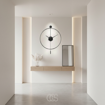 20-Inch Silent Metal Wall Clock with Pendulum for Living Room & Bedroom