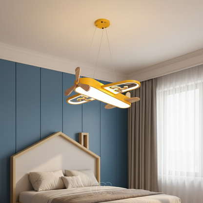 Dimmable Airplane Pendant Light for Kids Room with Adjustable Cable and Integrated LED