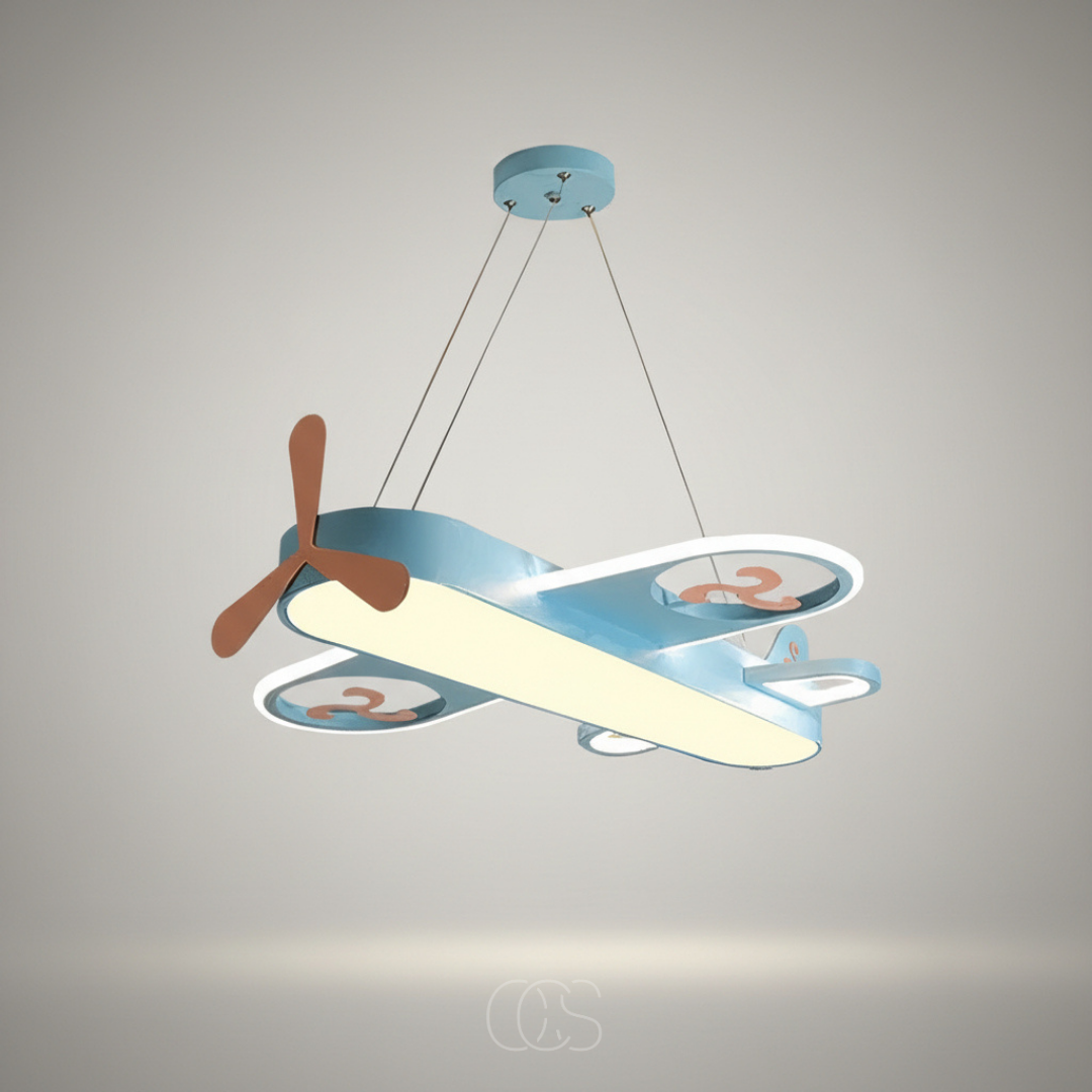 Aviation-Themed Kids Room Hanging Light Fixture 22×20 in Acrylic Iron Adjustable Brightness LED Nursery Playroom Overhead Illumination Yello