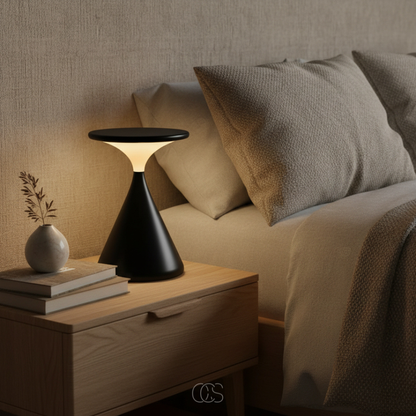 Rechargeable Cordless LED Table Lamp with Touch Dimmer Control and Hourglass Design for Bedroom, Living Room & Patio