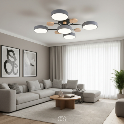 Round Multi-Light LED Ceiling Fixture – Metal Flush Mount Lamp with Integrated Bulbs, Even Ambient Lighting for Living Room, Dining Room