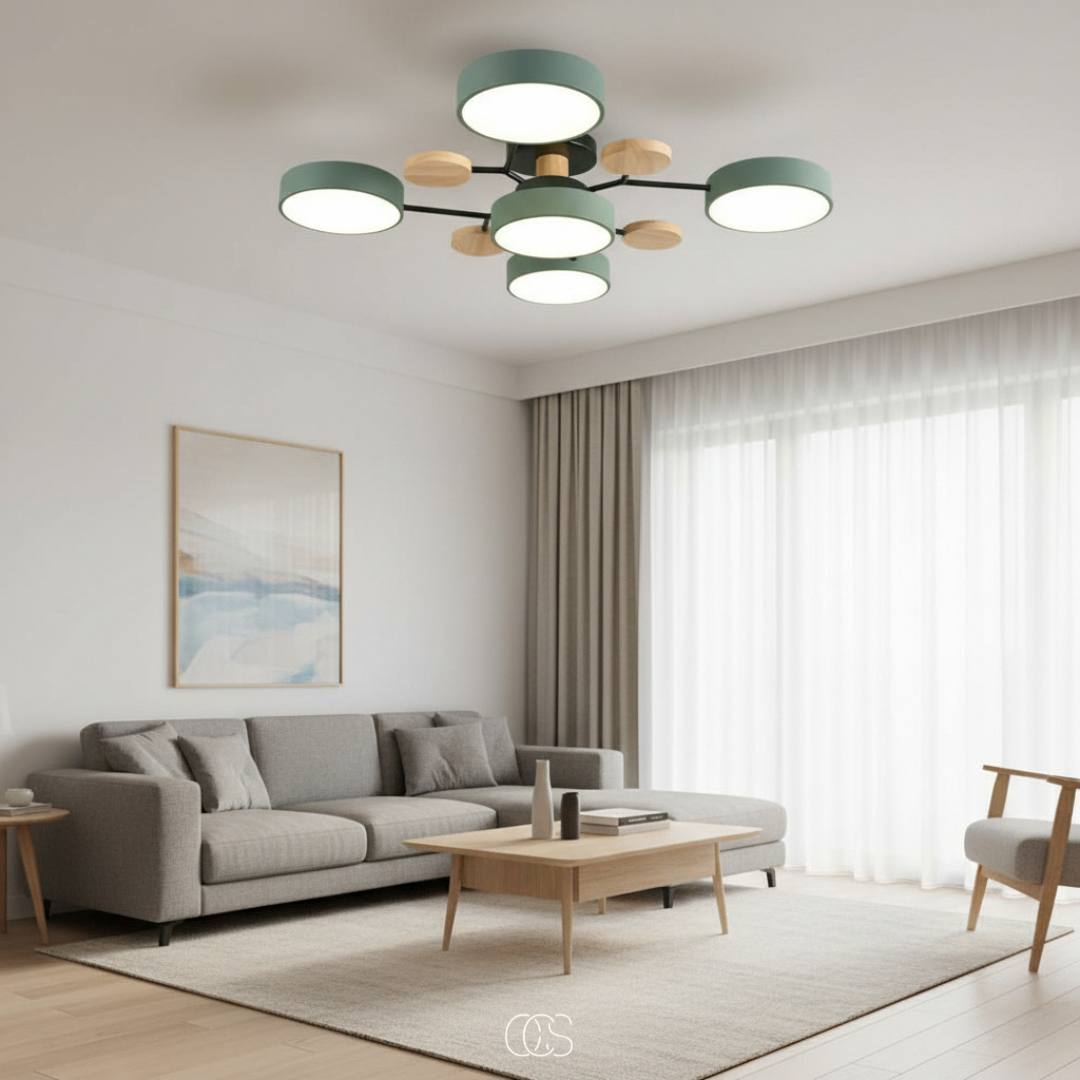 Round Multi-Light LED Ceiling Fixture – Metal Flush Mount Lamp with Integrated Bulbs, Even Ambient Lighting for Living Room, Dining Room