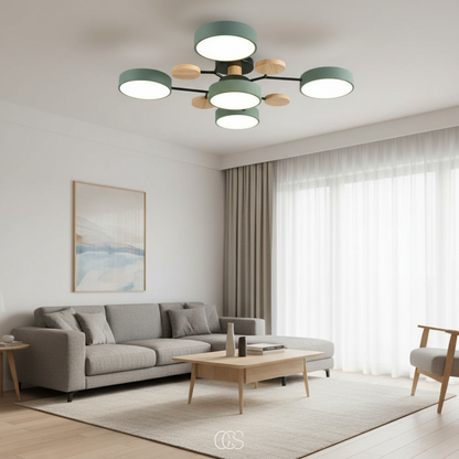 Round Multi-Light LED Ceiling Fixture – Metal Flush Mount Lamp with Integrated Bulbs, Even Ambient Lighting for Living Room, Dining Room