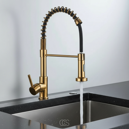 Pull-Down Kitchen Faucet with Dual-Spray Head & 360° Swivel Spout | Commercial-Style Single Handle | Brushed Nickel Stainless Steel