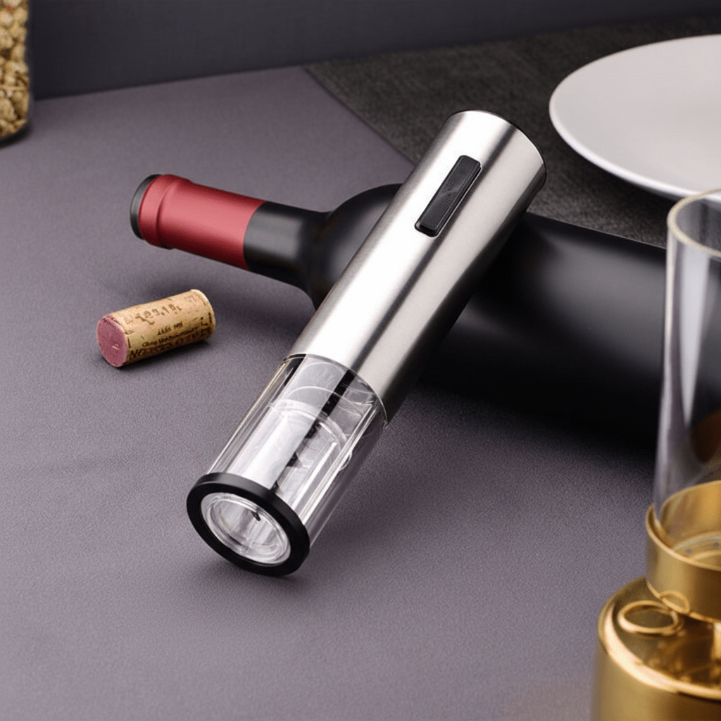Rechargeable Automatic Wine Bottle Opener Set with Foil Cutter Aerator Preserver 4-Piece Kit for Countertop Entertaining
