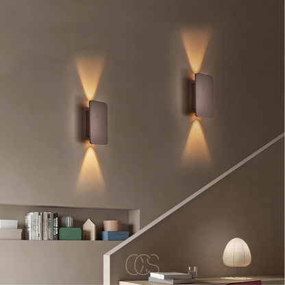 Wood Grain LED Wall Sconce | Ambient Uplight for Bedroom Living Room Hallway | 6W Warm Glow Fixture | Modern Minimalist Design