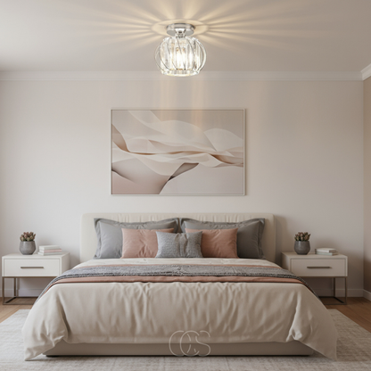 Glass Flush Mount Ceiling Light Fixture 9 Inch for Bedroom Hallway Bathroom E26 Socket Modern Semi Flush Ceiling Lamp Small Round Metal &