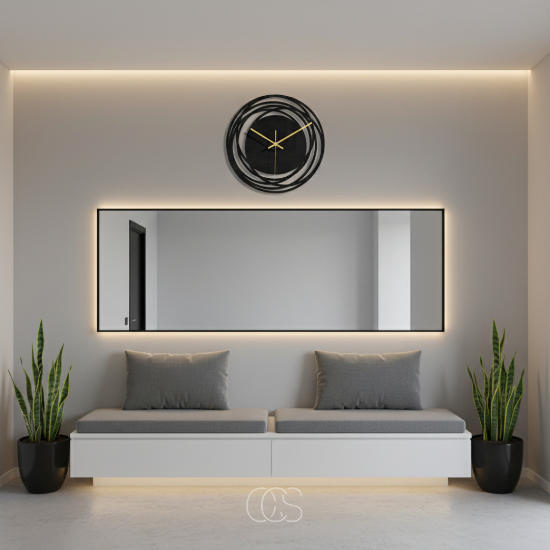 12-Inch Silent Wall Clock Black Round Modern Non-Ticking Quartz for Living Room Bedroom Kitchen Office
