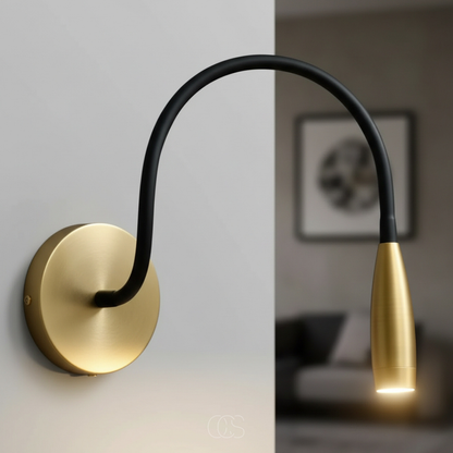 Adjustable Wall Reading Light with Flexible Gooseneck Arm, Warm LED Task Light for Bedroom & Bedside, Gold Metal Finish