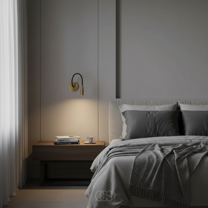 Adjustable Wall Reading Light with Flexible Gooseneck Arm, Warm LED Task Light for Bedroom & Bedside, Gold Metal Finish