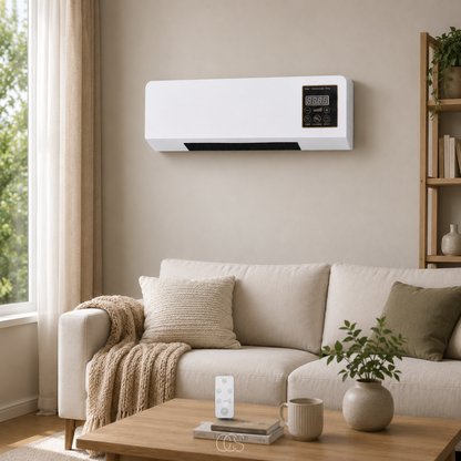 Wall-Mounted Fan Heater Combo with Remote & Timer - Dual-Mode Climate Control for Year-Round Comfort