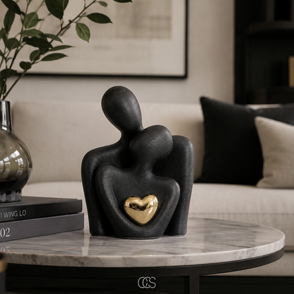 Ceramic Couple Figurine Set – Abstract Home Decor Accent for Shelves, Nightstands & Dressers – Romantic Minimalist Sculpture for Living