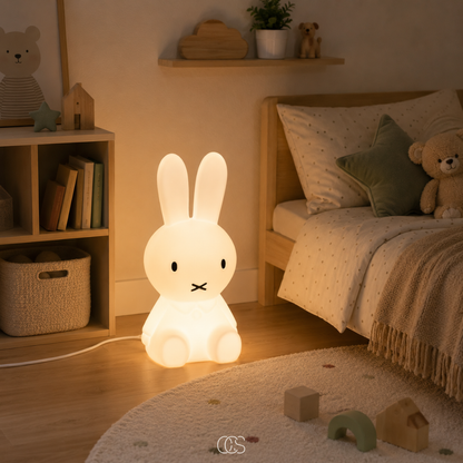 Dimmable LED Bunny Night Light for Kids Room - 6 Brightness Levels Bedside Lamp for Children & Nursery Decoration
