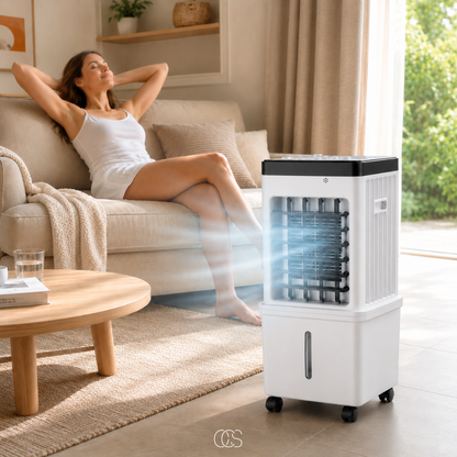 Portable Evaporative Air Cooler with Water Tank, Remote Control & Wheels – 3-in-1 Cooling, Humidifying & Fan for Living Room, Bedroom
