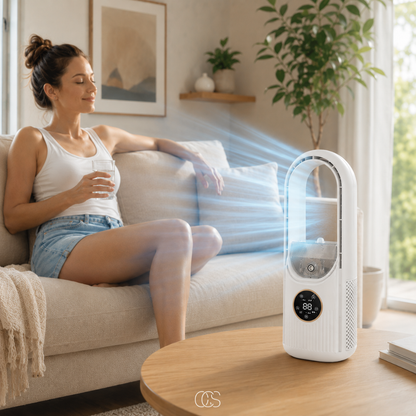 USB Personal Air Cooler Fan with Misting Function, 6 Speed Settings & Auto Timer – Compact Desktop Cooling for Home Office Bedroom Travel