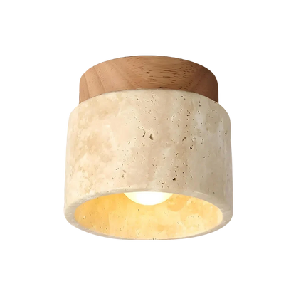 Flush Mount Ceiling Fixture Natural Stone Cream 4.7 in LED Compact Entryway Lighting for Hallways Bedrooms Foyers Modern Minimalist Japandi