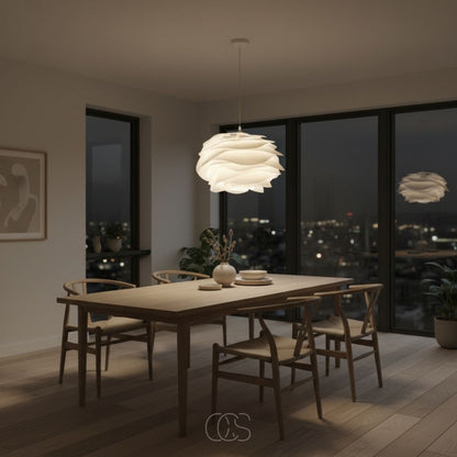 White Flower Pendant Light Fixture with Diffused Glow for Living Room & Bedroom