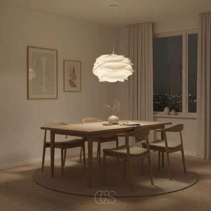 White Flower Pendant Light Fixture with Diffused Glow for Living Room & Bedroom