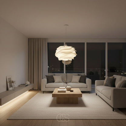 White Flower Pendant Light Fixture with Diffused Glow for Living Room & Bedroom