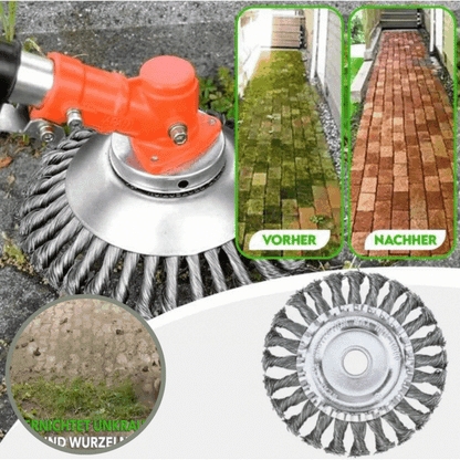 Steel Wire Weed Trimmer Attachment for String Trimmers – 36-Bristle Brush Head for Edging & Tough Weeds – 6 in Diameter