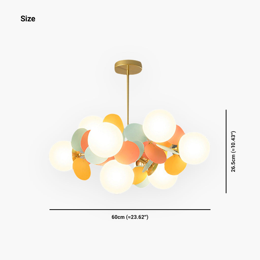 Sculptural Glass Globe Overhead Light with Branching Arms for Dining Room & Living Space — Dimmable LED Cluster Fixture in White, Green or M