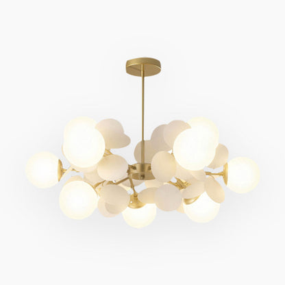 Sculptural Glass Globe Overhead Light with Branching Arms for Dining Room & Living Space — Dimmable LED Cluster Fixture in White, Green or M