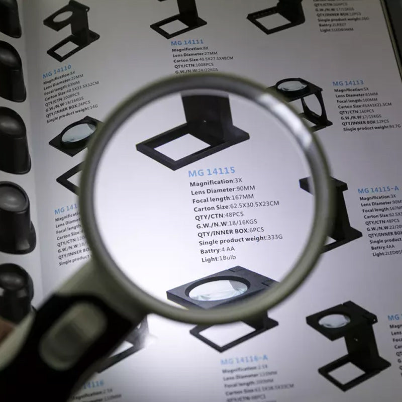 Optical Magnifying Glass with LED Light | 20X Magnification for Easy Reading