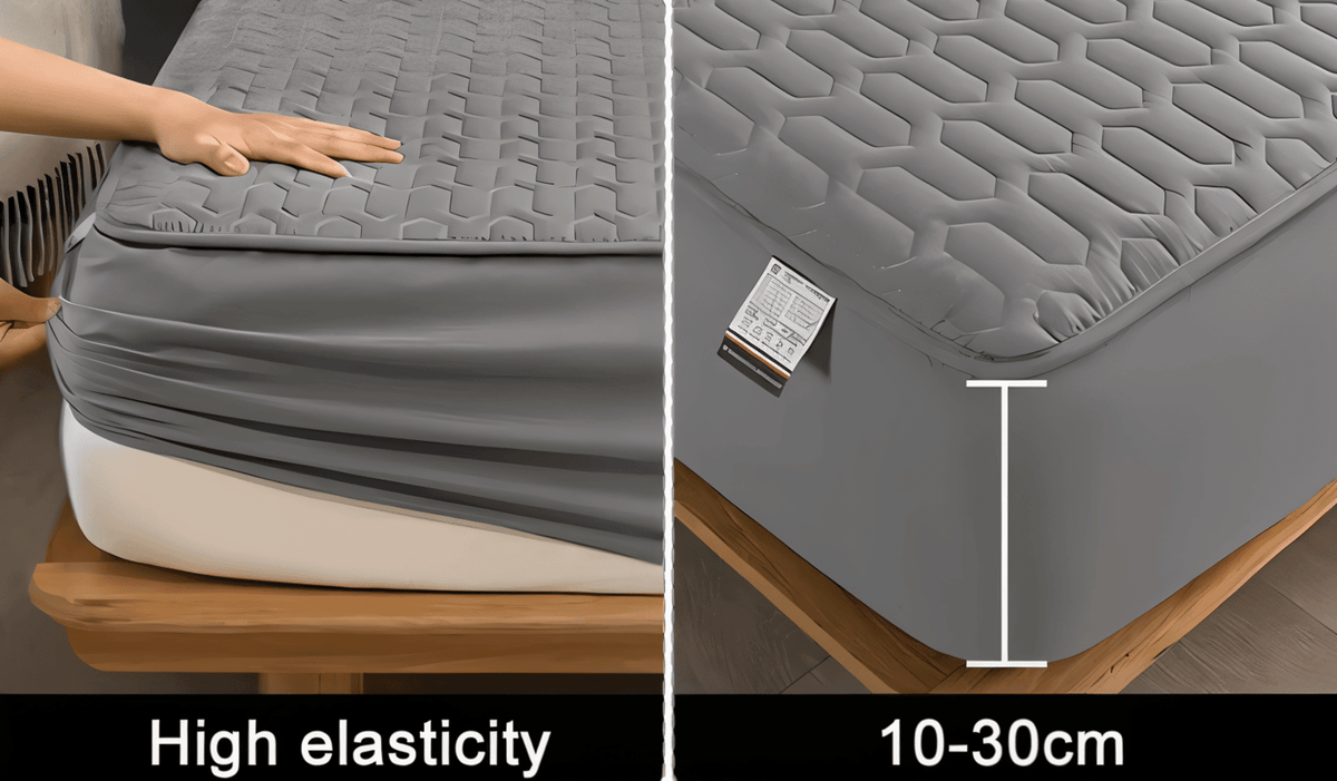 Waterproof Quilted Mattress Pad Protector with Deep Pocket Fitted Skirt – Breathable Polyester Cover for Bedroom