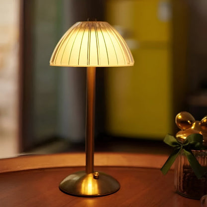 Rechargeable LED Accent Lamp with Touch Dimming & Three Color Modes for Nightstand, Desk, Dining Room – Crystal Shade, Gold Base, 12 in Tall