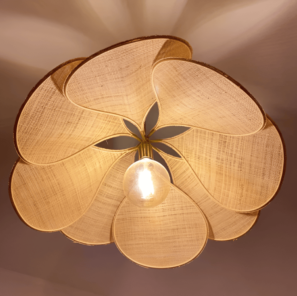 Hanging Ceiling Fixture Floral Textile Shade 31.5 Inch Diameter Cream Adjustable Cable E27 Socket Modern Vintage Dining Room Bedroom Lightin