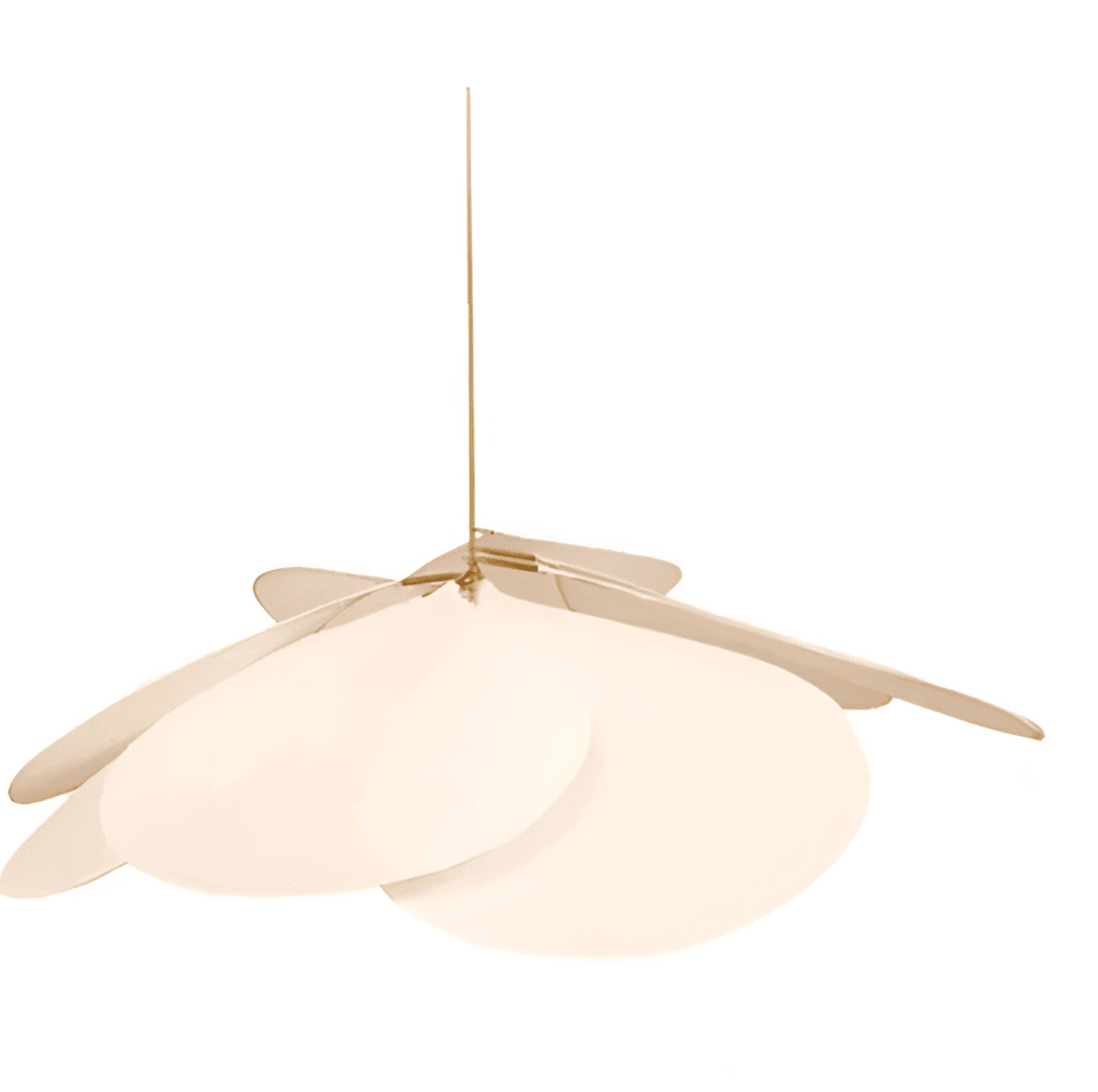 Hanging Ceiling Fixture Floral Textile Shade 31.5 Inch Diameter Cream Adjustable Cable E27 Socket Modern Vintage Dining Room Bedroom Lightin