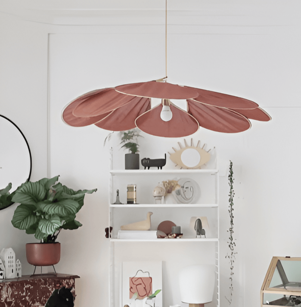 Hanging Ceiling Fixture Floral Textile Shade 31.5 Inch Diameter Cream Adjustable Cable E27 Socket Modern Vintage Dining Room Bedroom Lightin