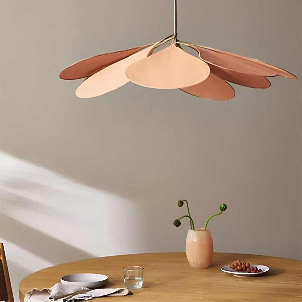 Hanging Ceiling Fixture Floral Textile Shade 31.5 Inch Diameter Cream Adjustable Cable E27 Socket Modern Vintage Dining Room Bedroom Lightin
