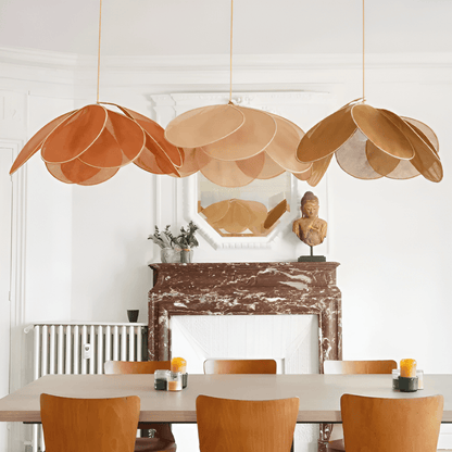 Hanging Ceiling Fixture Floral Textile Shade 31.5 Inch Diameter Cream Adjustable Cable E27 Socket Modern Vintage Dining Room Bedroom Lightin