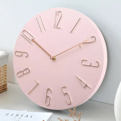 8-Inch Round Silent Wall Clock Pink Quiet Non-Ticking Timepiece Battery Operated Modern Minimalist Design for Bedroom Office Living Room Hal