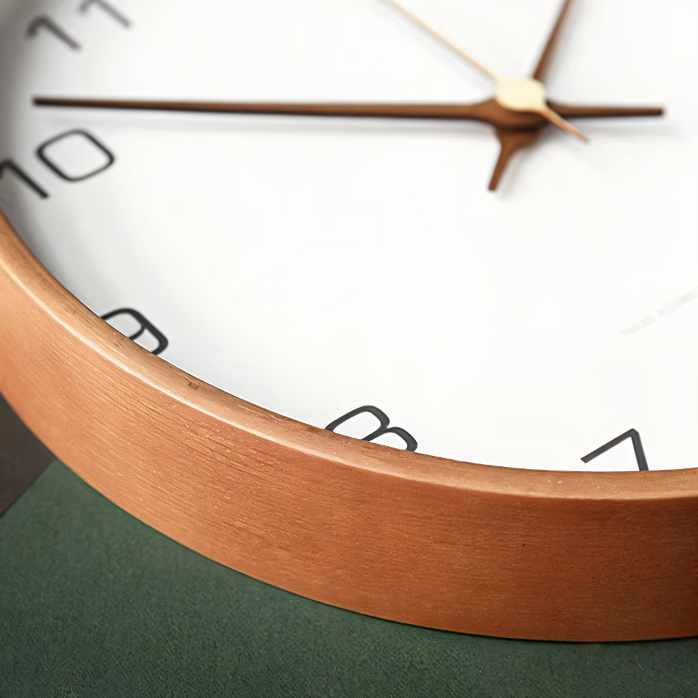 Round Wood Wall Clock 10 Inch Silent Non-Ticking Quartz Movement Gray White Frame Nordic Minimalist Decor for Living Room Bedroom Kitchen Of