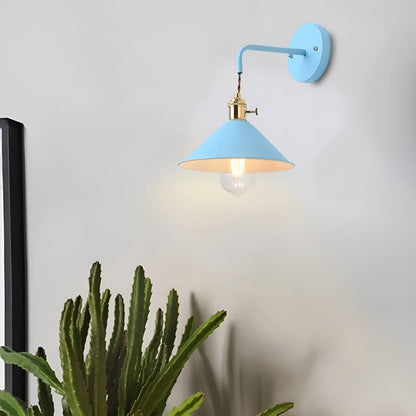 Industrial Sconce with Metal Cone Shade Gray Wall-Mount Task Light for Bedroom Hallway Reading Nook Adjustable Accent Lamp Retro Decor