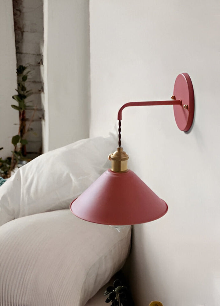 Industrial Sconce with Metal Cone Shade Gray Wall-Mount Task Light for Bedroom Hallway Reading Nook Adjustable Accent Lamp Retro Decor
